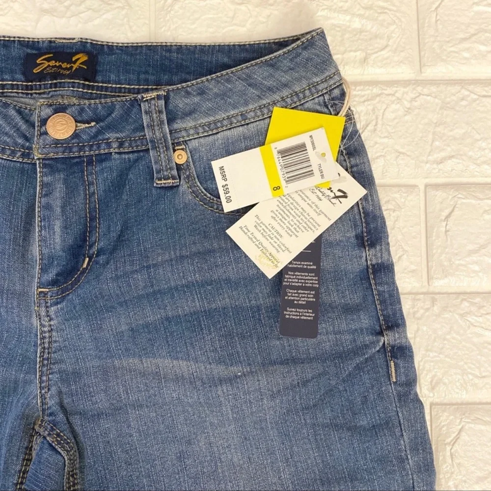 Seven7 Bermuda Jean Shorts Denim Cuffed Hem Size 8